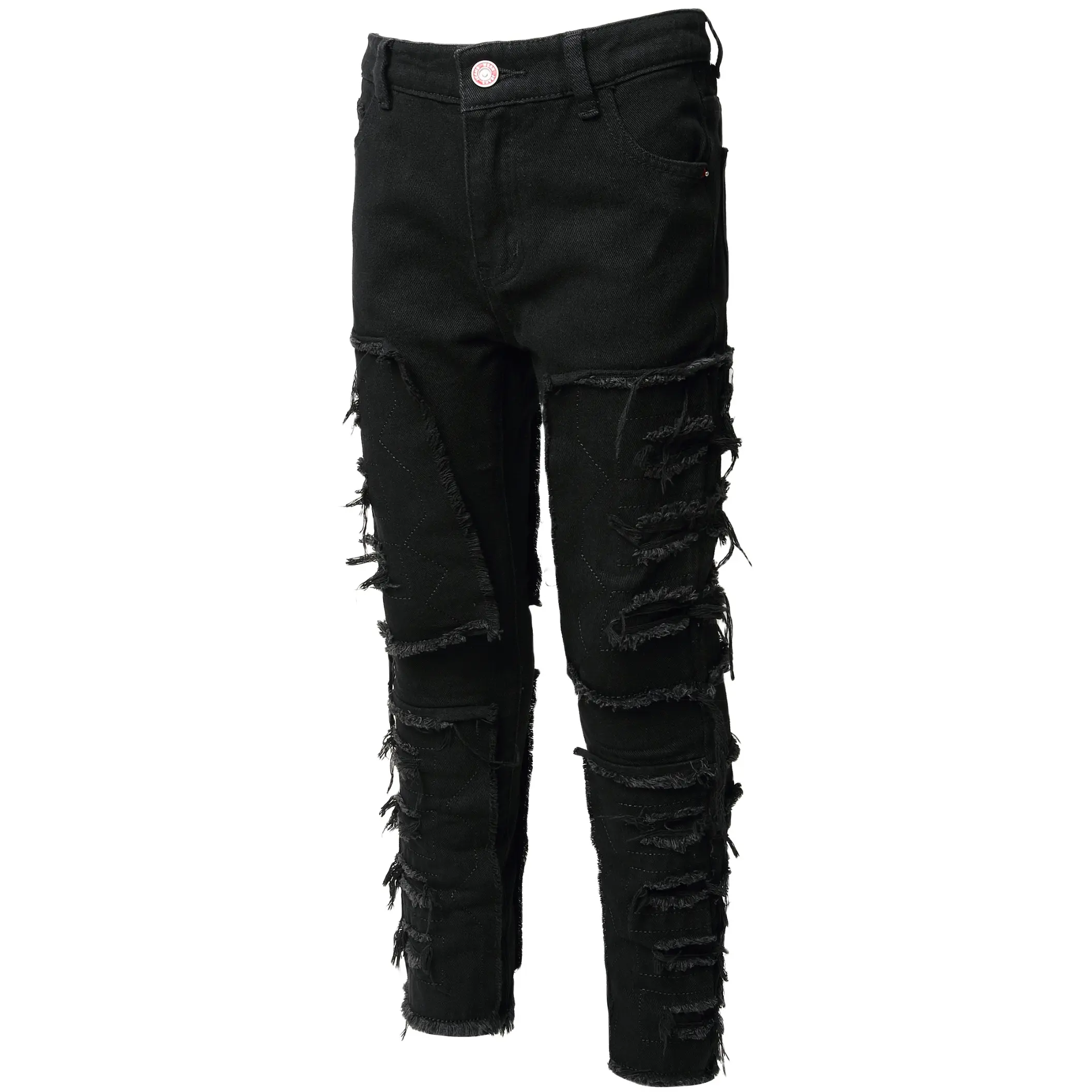 Boys' Skinny Fit Modest Denim Jeans Bottom - Ripped, Distressed, Hole Design, Zip Detail, Comfy Fashion Pants for Party