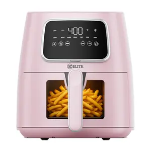 Kitchen Elite 5.5 Qt. Digital Air Fryer Pink Countertop Cooker with LED Screen 1500W Rapid Air Technology 7-in-1 Versatility for Fries Steaks & More