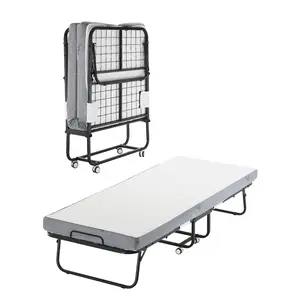 VEVOR Rollaway Bed, 31 inx 75 in Folding Bed with 4 in Mattress, Twin Size Foldable Bed with Sturdy Metal Frame Memory Foam Mattress, Portable Twin Roll Away Bed with Mattress, for Adults, Guest