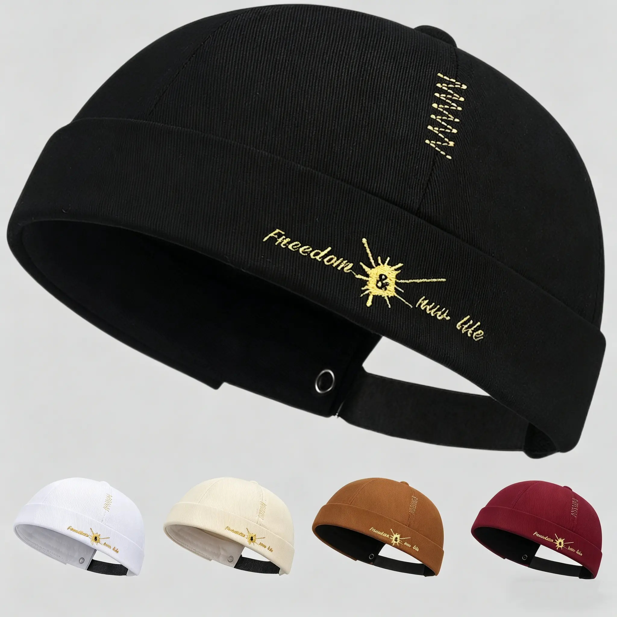 A trendy, embroidered "landlord hat" featuring a lively, dynamic style-perfect for couples and entirely unisex. This stylish beanie is ideal for spring and summer outdoor activities, such as hiking.