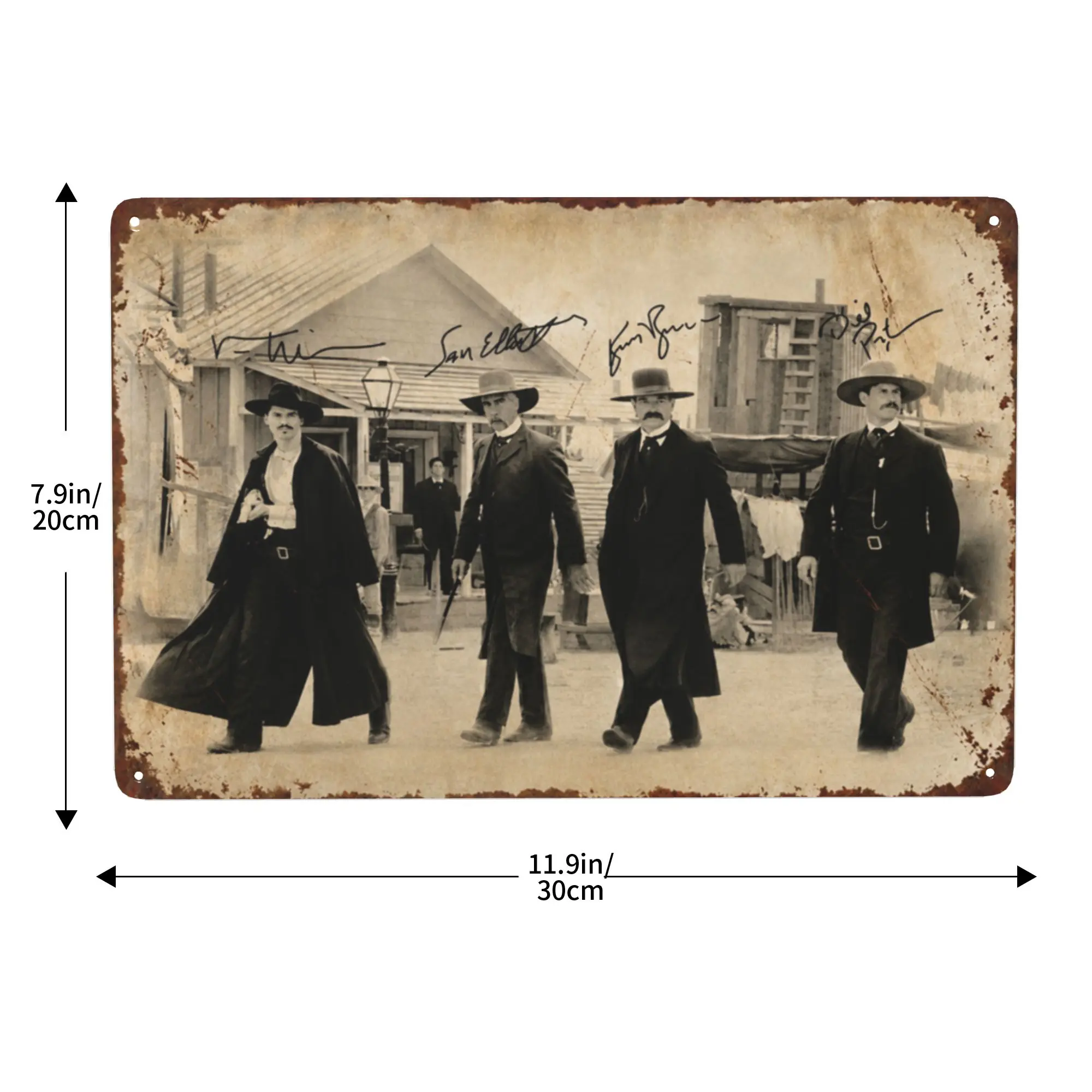 8x12 Inch (20x30cm) Sturdy Aluminum Antique Doc Holliday Wyatt Earp Western Movies & TV Metal Sign, Lightweight Water Resistant Old West Cowboy Western Decor Plaque for Rustic Saloon Bar, Man Cave, Wall Decor, Waterproof Print Suits Covered Patios, Antiqu