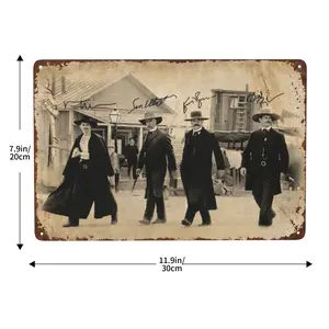 8x12 Inch (20x30cm) Doc Holliday Wyatt Earp Western Movie Aluminum Metal Sign, Vintage Old West Cowboy Wall Decor for Rustic Saloon Bar, Man Cave Retro Plaque