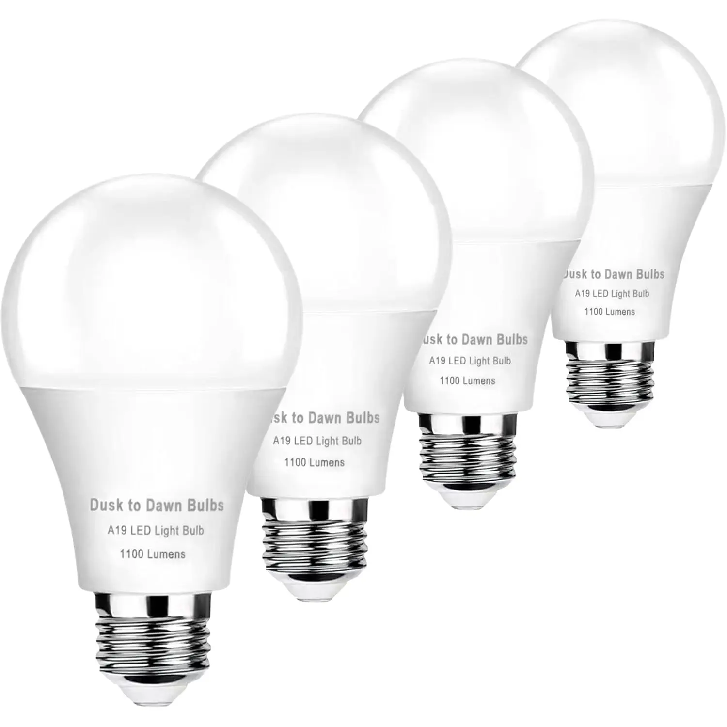 4-Pack Dusk to Dawn Light Bulbs Outdoor 75 Watt Equivalent, Automatic On/Off Sensor LED Bulb, 10W Daylight 5000K,1100 Lumen, A19 E26 Bulbs Photocell for Wall lamp Porch Garage Yard Light(Non-dimmable)