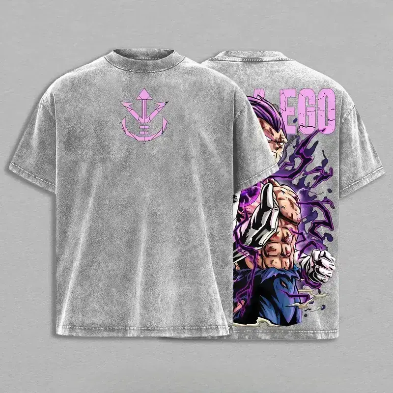 Ultra Ego Saiyan Prince Anime Shirt Purple Power Awakening Vintage Washed Oversized shirt, funny graphic tee, men’s trendy t-shirts 90s Graphic American Casual Short Sleeve Tee  Premium Soft Cotton Classic Unisex T-Shirt Black