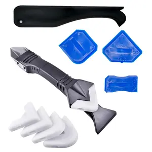 3 in 1 Silicone Caulking Tools(Stainless Steelhead)Sealant Finishing Tool Grout Scraper Reuse and Replace 5 Silicone Pads Great Tools for Kitchen Bathroom Window Sink Joint