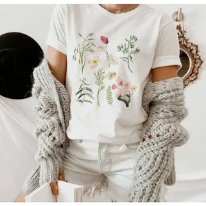 Flower t-shirt / Gift for her / Women trendy tshirt / Spring concept / Wild meadow flower nature tee / Floral Tee / Gardener Botanical Shirt