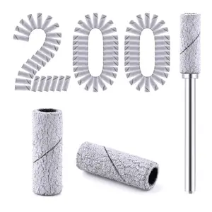 200 count  Drill Bits Small Sanding Bands with 3.1mm Mandrel Bit, Mini Sanding Bands  File for  Gel Manicures and Pedicure (Zebra, 180 Grit)