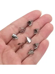 100 pieces of 2/2.5/3/3.5/4/5/6/7 mm stainless steel flat rope crimp end cap connectors, used as materials for DIY chain necklace jewelry making, DIY Jewelry Accessories