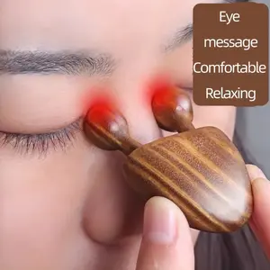 Natural Wood Eye Stick Massager for Face & Nose - Wooden Gua Sha Tool for Eye Bags, Sinus Relief & Facial Relaxation