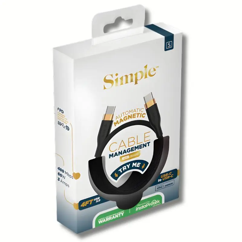 Made Simple Electronics | Magnetic Cable | USB-C to USB-C or USB-C to USB-A Charger Cable (4ft-6ft), Tough-Knit Braided, Tangle-Free, Lifetime Manufacturer Warranty, Plug-Compatible for Mobile Phones, Anti-Tangling Cables, Braided Nylon Cables Durable