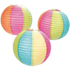 Beach Ball Paper lanterns 6 Pack - Hawaiian Party decorations for luau pool party decorations | tropical party decorations Summer decorations for ceiling  decor Indoor outdoor party