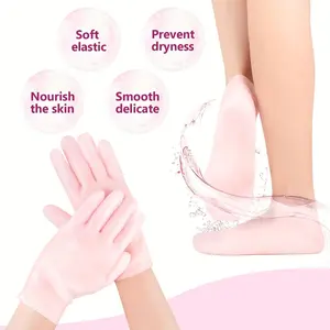 Silicone Anti-Crack Foot & Hand Care Set, Reusable Moisturizing Gloves, Soft Texture, Elastic Material, Perfect Christmas Gift