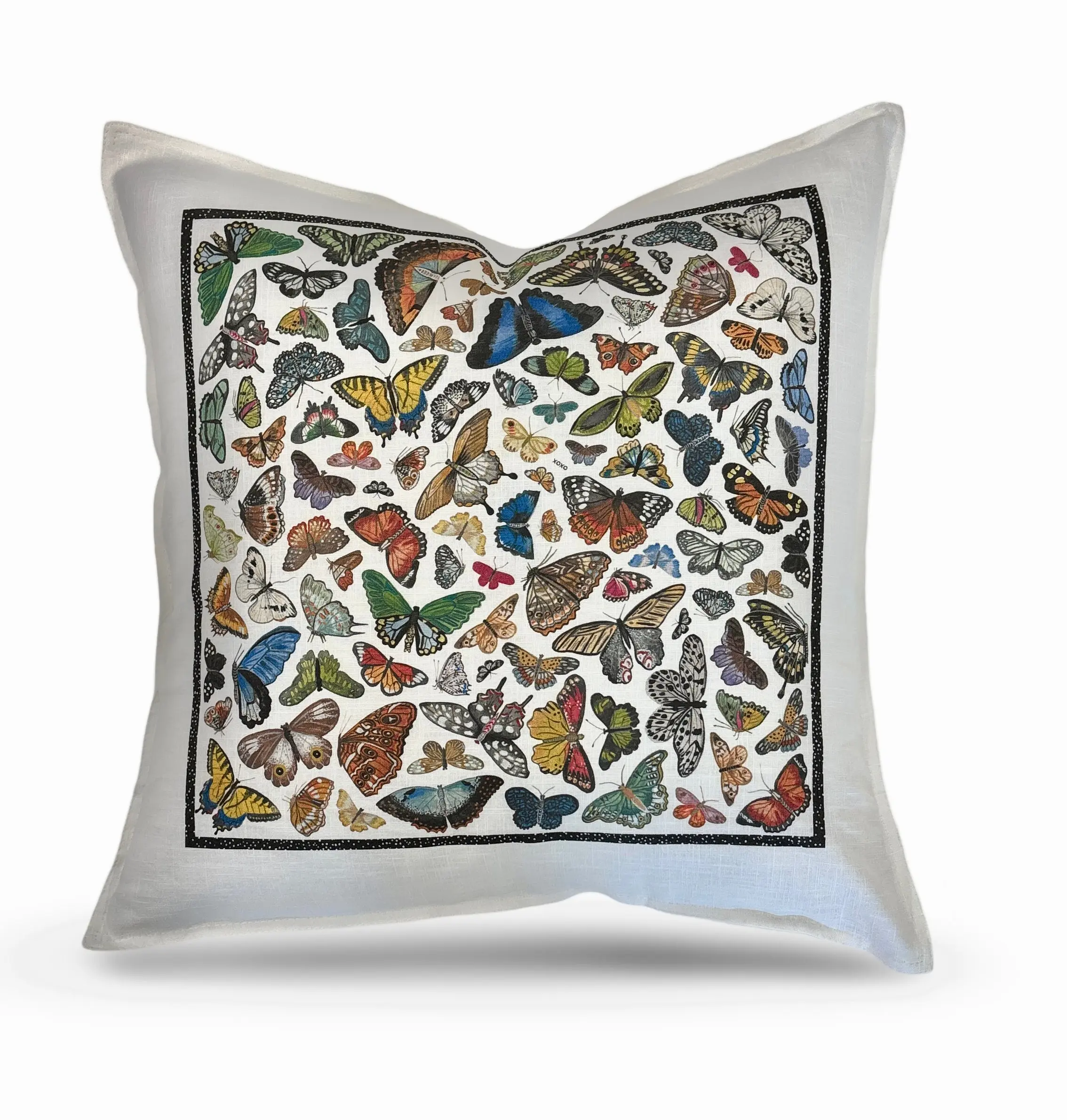 Butterflies XOXO Linen Cotton 22x22 Square Pillow