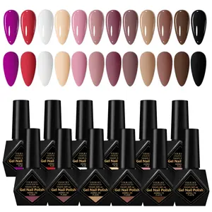 Gel Nail Polish Set, 12pcs/set Gel Based Long Lasting UV Light Gel for Nail Art Design, Gentle Manicure DIY Starter Set for Women & Girls