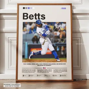 Mookie Betts Poster, Dodgers Baseball Print, Framed MLB Wall Art, Icon Player, Baseball Sports Decor, Betts Dodgers Artwork, Baseball Legend