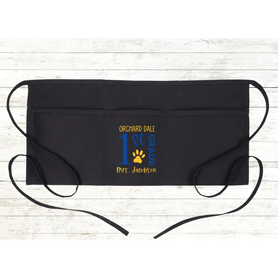 Personalized Teacher Apron with pockets: School Logo / Pawprint