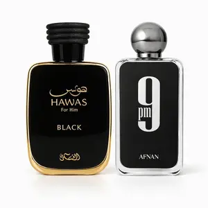 Hawas Black & Afnan 9PM Bundle  Eau de Parfum Vaporisateur 3.4 Fl.oz Liquid Perfume for Men