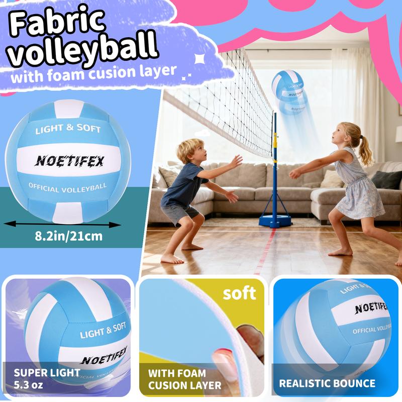 Soft Volleyball-Super Soft Fabric Light Volleyball for Indoor Practice Safe and Quiet Kids Youth Beginners House Yard Training Practice Games(Deflated) indoor outdoor gift