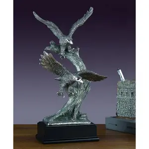 212 MAIN Pewter Metal Eagle Motif Sculpture Set - 2 Bronze-Look Collectible Figurines, Home Decor Ornaments, Gift for Cultural Enthusiasts