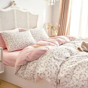 Luxury Coquette Aesthetic Pink Floral Duvet Cover Set, Ultra Soft Breathable 3 Piece Bedding, Cute Cottagecore Bedroom Decor for Women, Queen Size