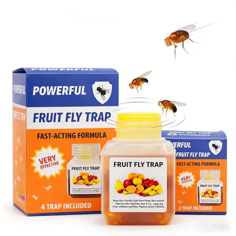 Indoor Fruit Fly Trap Box - High Efficiency Home Pest Control, Scented Liquid Attractant, Low-Waste Natural Ingredients, Eco-Friendly Recyclable Disposable, Low-Noise, Fast-Acting Kitchen Catcher, Non-Toxic for Kids-Pets, 3-Week Long-Lasting, Easy-to-Use