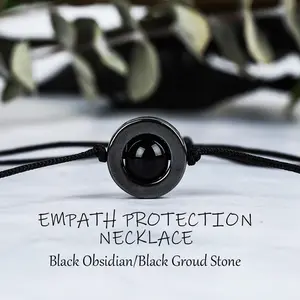 1pc GADASLUY Adjustable Black Stone Hematite Empath Protection Drawstring Necklace Jewelry For Men