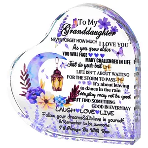 Heart Shaped Acrylic Plaque, Granddaughter Gift from Grandma, Granddaughter Birthday Gift, Home Decor, Gift for Granddaughter, Signs, Indoor Home Decoration