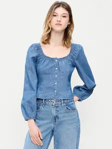 Old Navy Women's Long-Sleeve Button-Down Jean Top