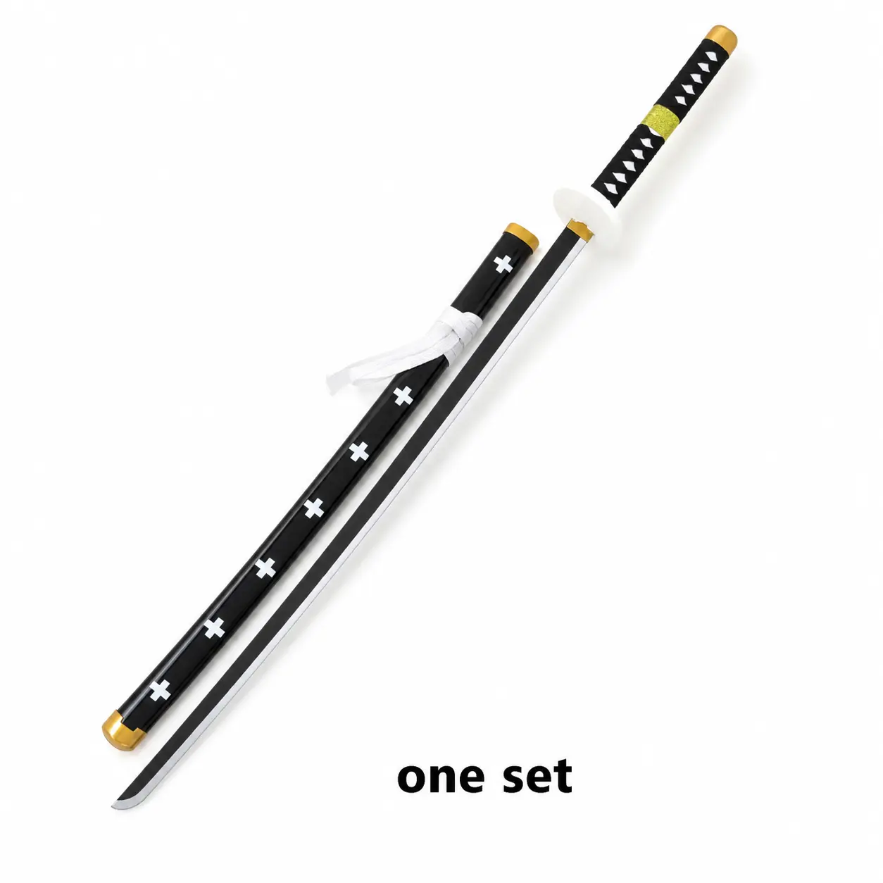 Wooden Stylized Long Ornament Accessory Set, Black Decor Body with White‑Cross Print, Themed Prop for Event Photoshoots, Home Desktop Display and Hobby‑themed Collection