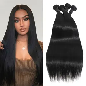 SDDRSRA 12A Human Hair Bundles 26 28 30 Inch straight 100% Unprocessed Brazilian Virgin Hair 1/3/4 Bundles Deals Quick Weave Natural Black Color