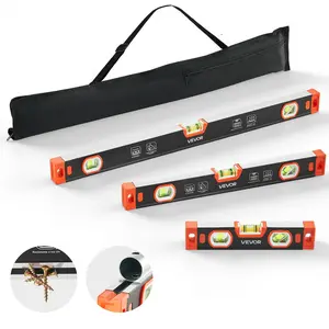 VEVOR Torpedo Level, 3-Piece Included 9/16/24 in, Magnetic Leveler Tool Set Aluminum Alloy, with Clear 3 Green Vials, V-Groove, Hanging Hole, Multi-angle Measurement for Construction Home Renovation