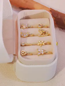 8 Piece Butterfly Moon Rhinestone Nose Stud Set, Nose Ring Jewelry, Nose Rings Set, Synthetic Zircon, Adjustable, No Piercing Required, Non Piercing Jewelry, Vintage Style, Gift for Women