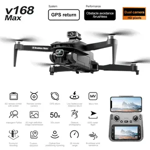 2026 New!!!!! V168 Pro Max drone, equipped with front 4K HD camera,  brushless motor, GPS return, gesture control, 4.5inch screen remote control quadcopter.360°Scrolling, dual lens, foldable design, drone GPS.684 inch height,
