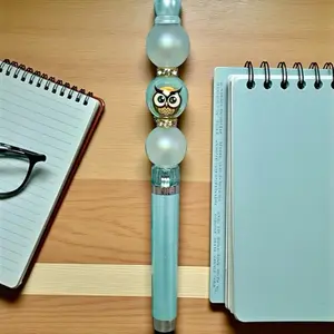 Teal Owl Beaded Pen & Stylus - Wise Elegance with Unique Owl Design and Beaded Accents