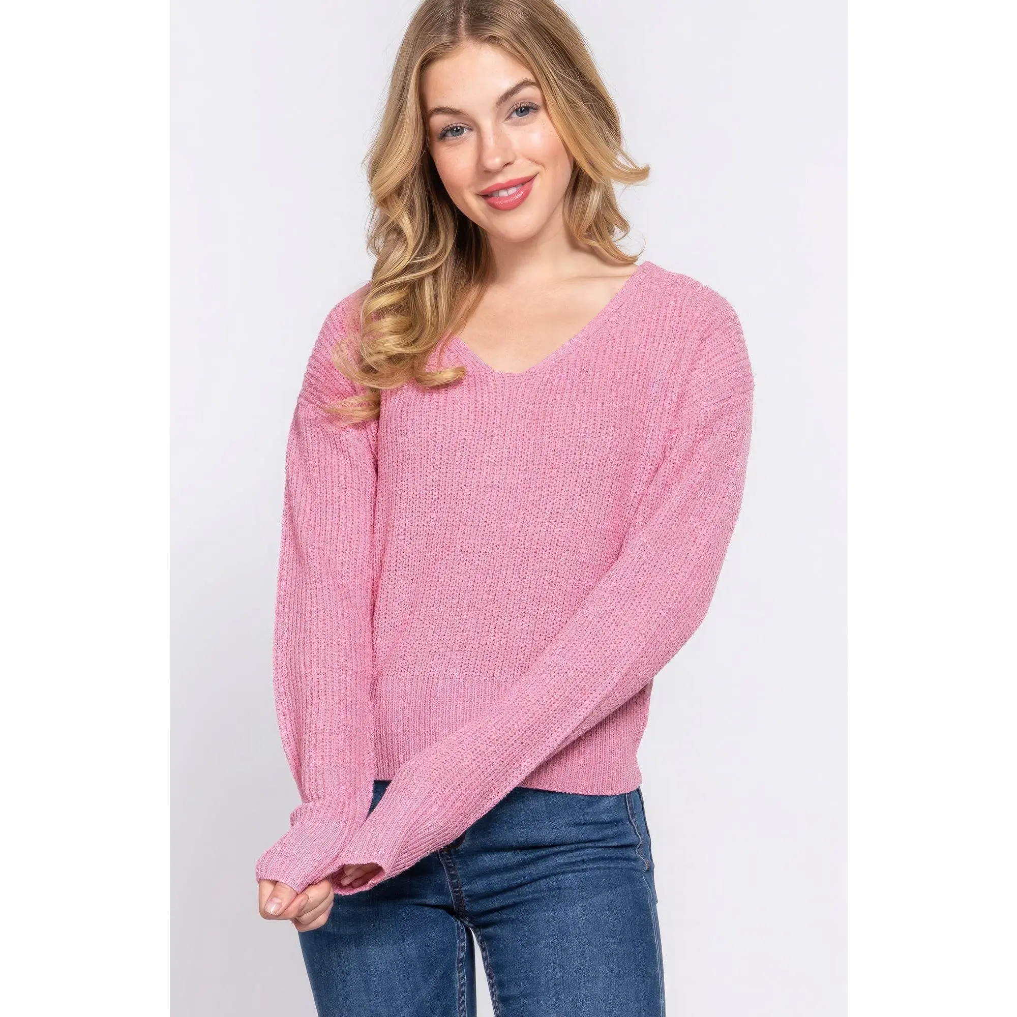 Dolman Slv Strappy Open Back Sweater