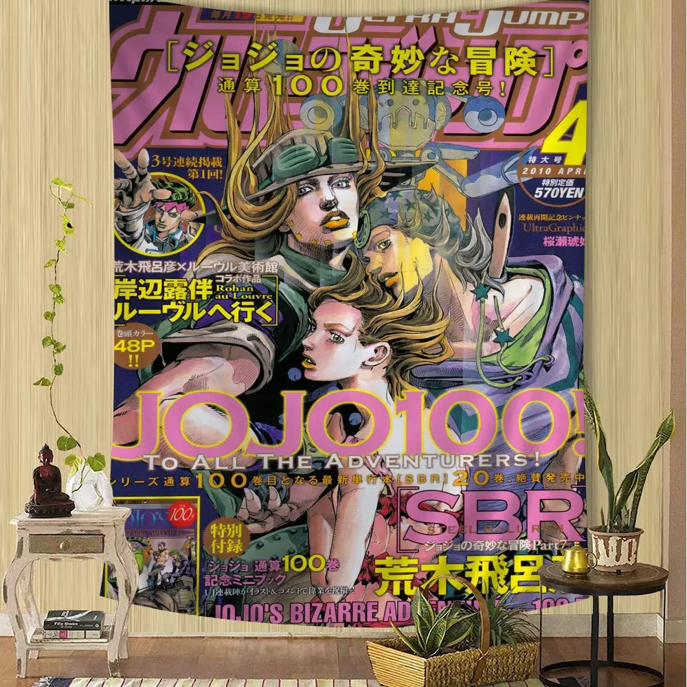 Anime JoJo's Bizarre Adventure Retro Linen Cloth Tapestry - Light, Decorative 30x40in Hippie Flower Wall Hanging for Dorm, Home Decor