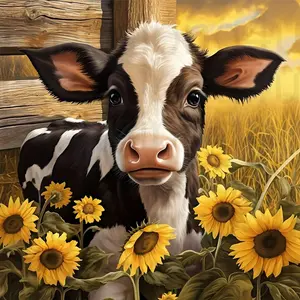 5D DIY Cow Diamond Painting Kit - Full Drill Round Rhinestone Art Set for Beginners, Acrylic Craft Supplies for Home Wall Decor & Gift - For Adults & Teens - Perfect for Relaxation & Creative Expression - Ideal Gift for Art Lovers & DIY Enthusiasts