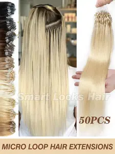 Micro Loop Hair Extensions, No Glue Hair Extensions, Unisex All Hair Types 12-20 Inches Natural Human Hair Straight Invisible Beads, Beginner Friendly, Suitable For Women, Brides, Daily Wear, Holiday Essential, Bridal Holiday Gift