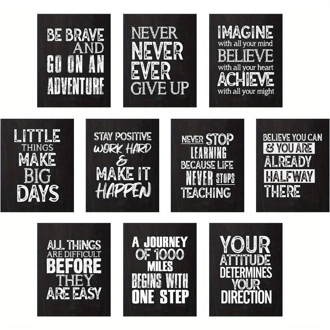 Inspirational Wall Poster without Framed, 10pcs Positive Quote Posters, Wall Decor Affirmation Art Posters, Dots for Classroom Living Room Office Walls Decorations, Modern Home Decor, Home Decor Products