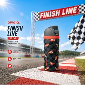 Owala FreeSip 16oz Finish Line Insulated Water Bottle Leak Proof BPA Free Stainless Steel Tumbler for School Travel