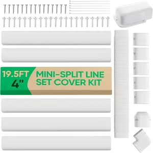 4" 19.5Ft Mini Split Line Set Cover, PVC Ductless Air Conditioner Decorative Pipe, Pump Covers, AC Line Cover Kit, for Outside Units Air Conditioners & Heat Pumps, All in One Set