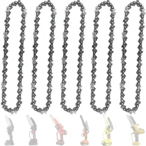 Chainsaw Chain 6-Inch (5-Pack), 37 Drive Links Replacement Chain for Mini Cordless Electric Chainsaw, Portable Handheld Pruning Saw Chains