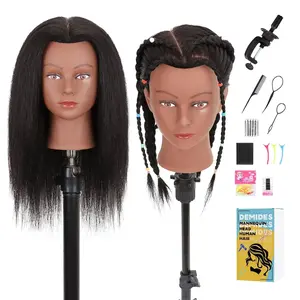 Mannequin Head Human Hair 14", Mannequin Head for Braiding Styling Doll Head, Mannequin Head with Hair Dolls to Practice 100% Real Hair