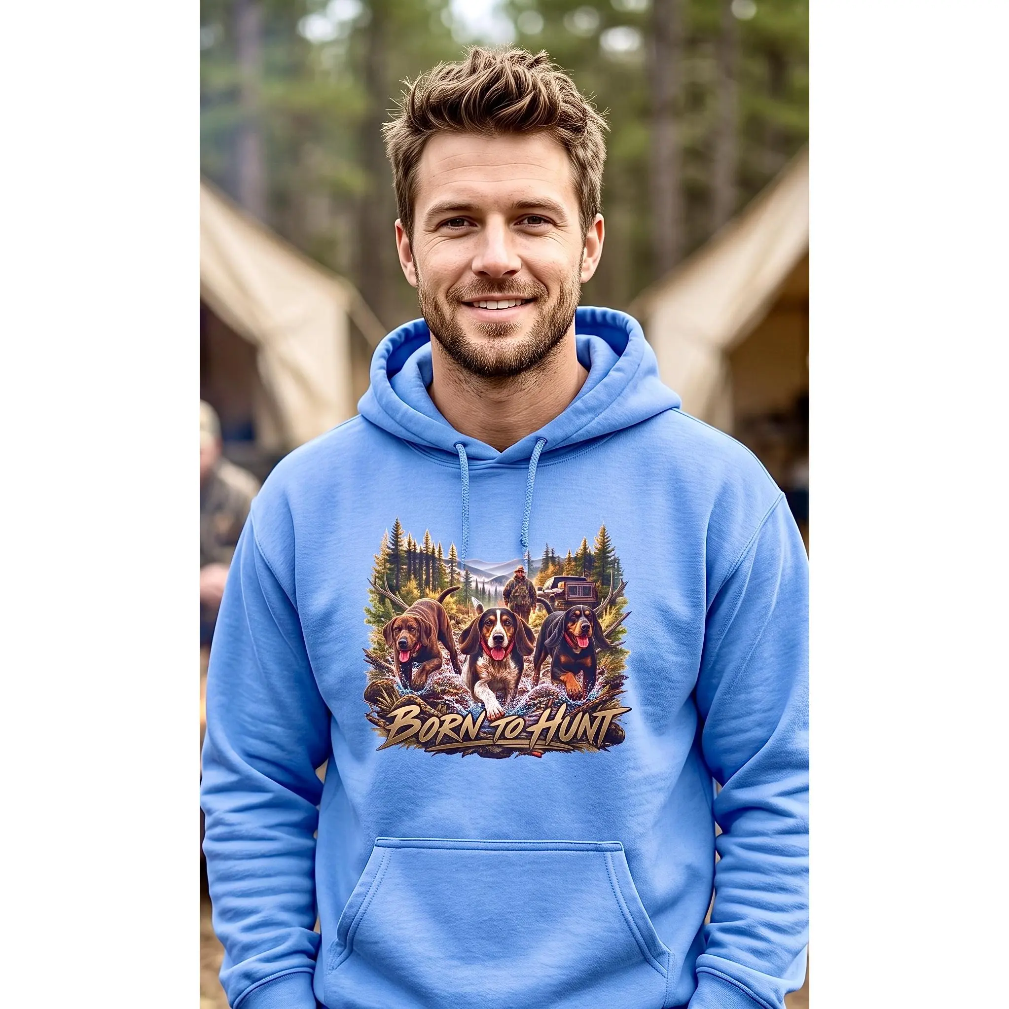 Born to Hunt Hoodie, Coonhound Hunting Dog Sweatshirt, Walker Plott Black and Tan Hound Gift for Dad, Hunter Birthday Christmas Gift