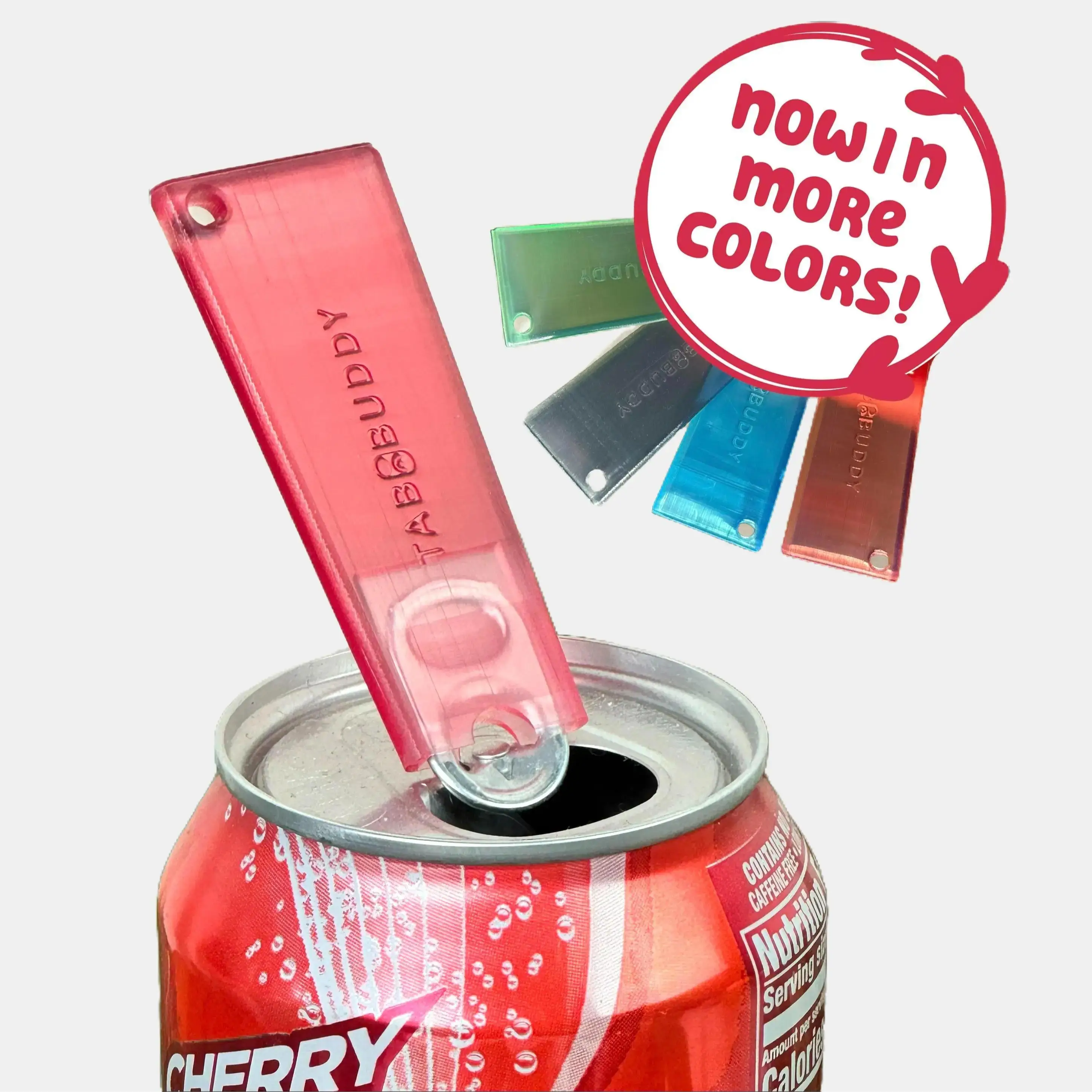 Tab Buddy Classic Crystal - Transluscent adaptive soda can tab opener help for sore hands, kids and long nails; assistive tech for arthritis, therapy