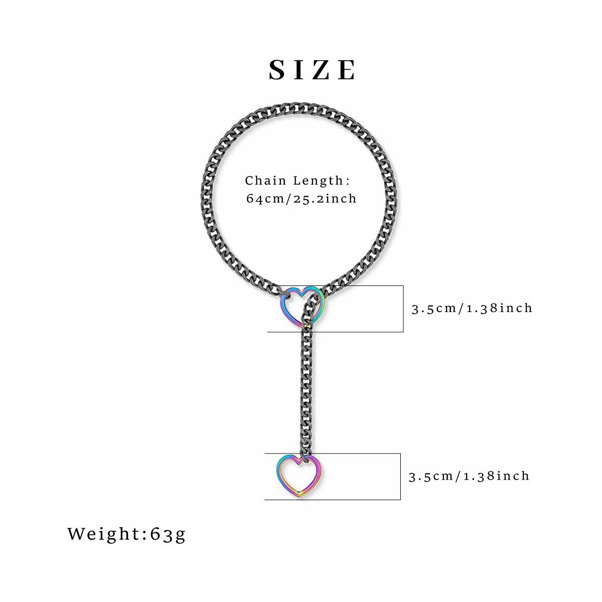 GGIRL Slip Chain with Heart O-Ring, Punk Style Necklace, Adjustable Chain for Women & Men, Adjustable Punk Modern Fashion Accessories