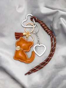 Cute Cat Keychain Bag Charm, Fashion PU Leather Accessory, Daily Use Women's Gift, Stylish Purse Decoration, Perfect for Ladies, Keychain For Bags