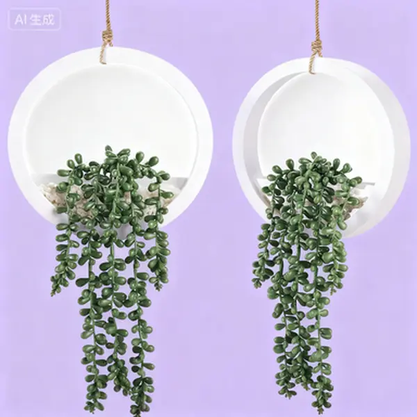 2-Pack Ceramic Pot Hanging Artificial Succulent Set, Decorative Fake Plants for Home Wall, Living Room Table Decor