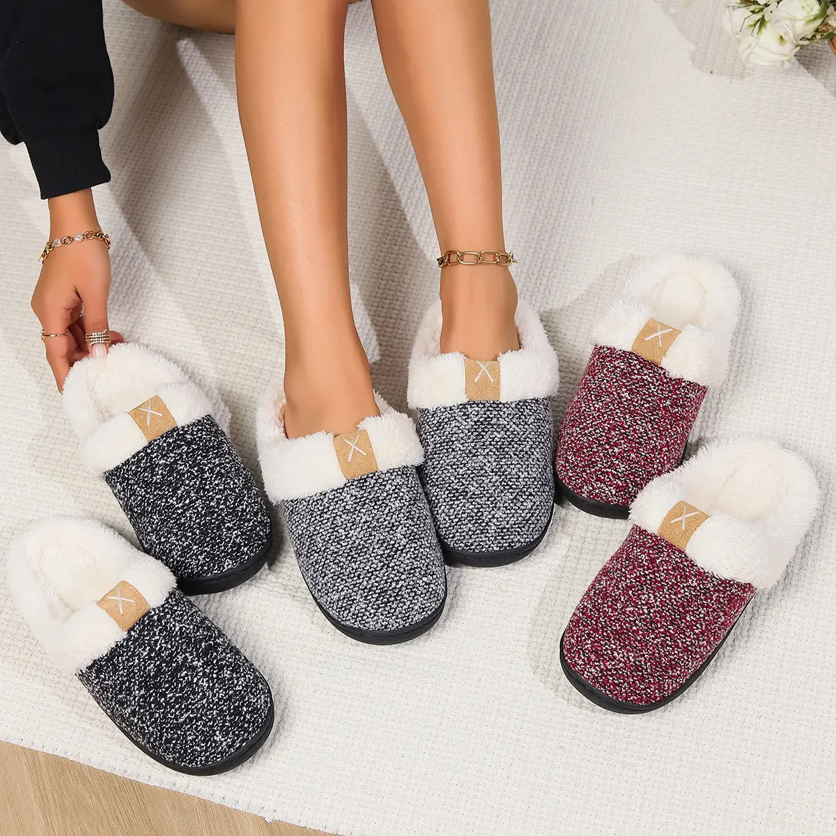 Slippers for Women Men  Comfort Fuzzy Plush Lining Slip On House Shoes Indoor Outdoor Spooky Cartoon Halloween Ghost Slippers