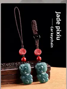 Emerald Pixiu Phone Charm, Phone Decoration, Chinese Style Jade Pixiu Keychain Pendant, Attract Wealth and Good Fortune, Feng Shui Jewelry, Perfect Gift